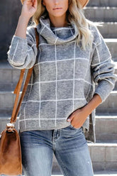 Chicindress Rollkragenpullover mit Karomuster (5 Farben)